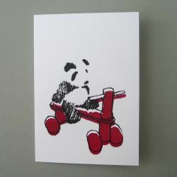 Panda on red tricycle - baby and kiddie card